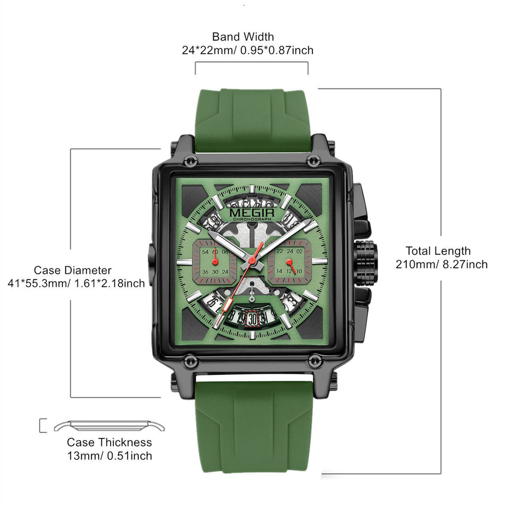 Megir Square Dial Military Sport Watch | Chronlux