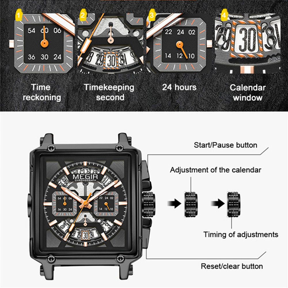 Megir Square Dial Military Sport Watch | Chronlux